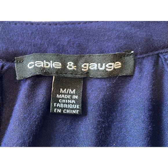 Cable & Gauge Embroidered Halter Top Navy White Keyhole Back Soft Sz M Stretchy - Picture 2 of 9